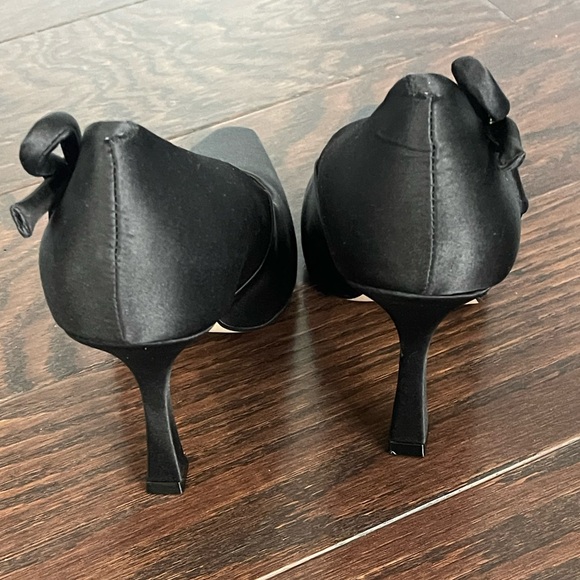 Anthropologie Maeve Pointed-Toe Pump Black Satin Bow Heel Women Size 6/36 EUR - Picture 10 of 10